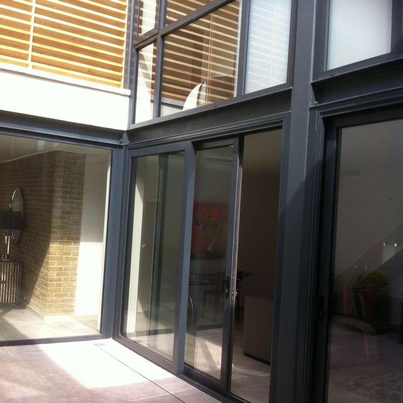 Anthracite aluminium sliding patio doors fitted in Harrow